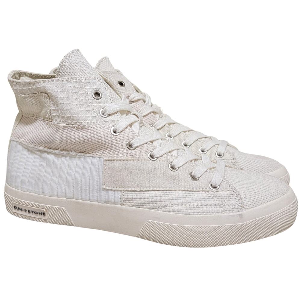 Sun + Stone Men Danas High Top Patchwork Sneakers Size US 10.5M White